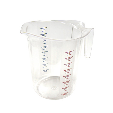Winco PMCP-400 4 Qt. Raised Markings Clear Polycarbonate Measuring Cup