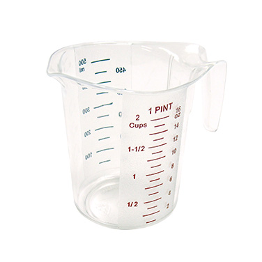 Winco PMCP-50 1 Pint Raised Markings Clear Polycarbonate Measuring Cup
