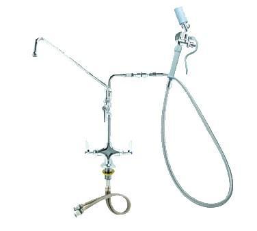 Vulcan DBPTYTS WSHDWN Deck Mounted Pre-Rinse Faucet, 90 Degree Swivel, Low Flow Spray Valve, 16" Add-On Faucet, and Backflow Preventer