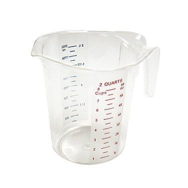 Winco PMCP-200 2 Qt. Raised Markings Clear Polycarbonate Measuring Cup
