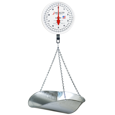 Detecto MCS-20P Scale, hanging, galvanized scoop & chains, 8" dial, plastic lens, 20 lb. capacity, 10 lb. x 1 oz. dial
