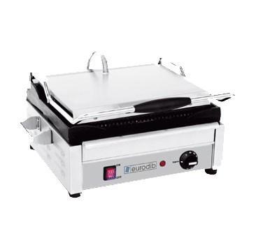 Eurodib USA SFE02345-120 Single Commercial Panini Press With Cast Iron Grooved Plates, 120v/60/1-ph