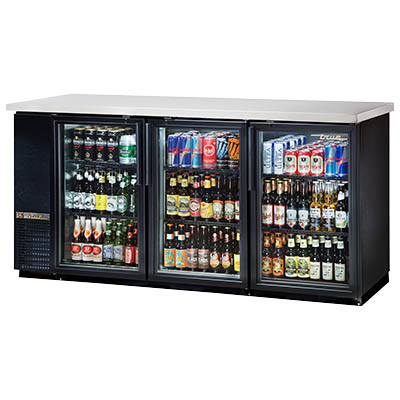 Three-Section Back Bar Cooler with (3) Hinged Glass Doors