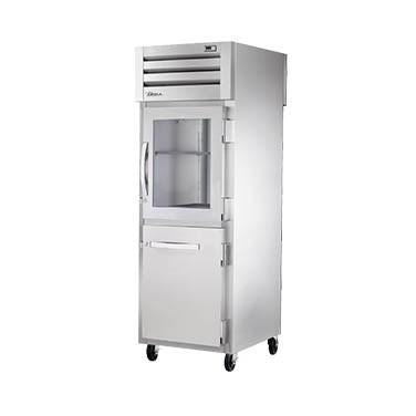 Refrigerador combinado de paso de una sección (1) Puertas traseras sólidas con medio frente de vidrio (1) Puertas traseras sólidas