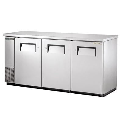Three-Section Back Bar Cooler Stainless Steel with (3) Solid Doors