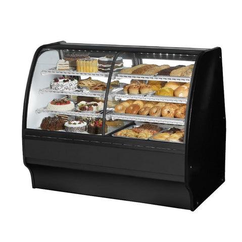 True TGM-DZ-59-SM/SM-S-S Glass Merchandiser, Dual Zone Dry/Refrigerated, 59-1/4"L, Curved Glass