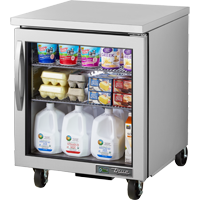 Refrigerador debajo del mostrador, 33-38° F, una sección, puerta de vidrio