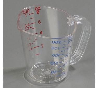 Carlisle 4314107 8 Oz. Oval Measuring Cup with Pour Spout & C-Handle, Polycarbonate, Clear