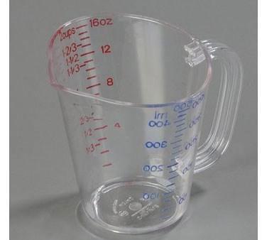 Carlisle 4314207 16 Oz. Oval Measuring Cup with Pour Spout & C-Handle, Polycarbonate, Clear