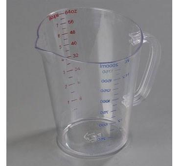 Carlisle 4314407 64 Oz. Oval Measuring Cup with Pour Spout & C-Handle, Polycarbonate, Clear