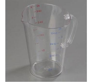 Carlisle 4314507 128 Oz Oval Measuring Cup with Pour Spout & C-Handle, Polycarbonate, Clear