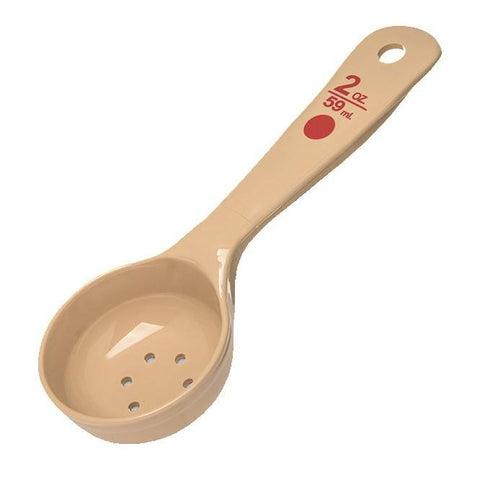 Carlisle 436206 Measure Misers 2 Oz. Beige Perforated Short Handle Portion Spoon