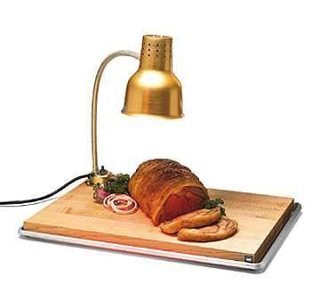 Carlisle HL8185B00 Flexiglow 24" Single Arm Aluminum Heat Lamp with Maple Cutting Board and Drip Pan - 120V