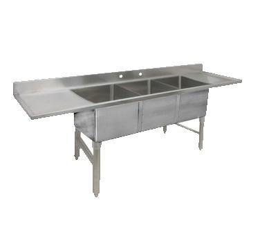 GSW USA SE10143DB4 Three Tubs Underbar Sink, 47-13/16"W X 18-5/6"D X 33"H, ETL