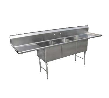GSW USA SE10143D Three Tubs Sink with 2 Drain Boards, 54-3/8"W X 21"D X 41"H, ETL