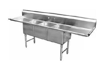 GSW USA SE15153DB Bar Sink, Three Compartment, (3) 15"W X 15"L X 12"D Bowl, ETL