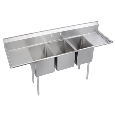 GSW USA SEE18183D Sink, three compartment, 90-1/4"W x 24"D x 45"H