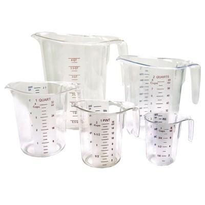 Winco PMCP-5SET Polycarbonate Measuring Cup with Color Graduations, 5-pc Set