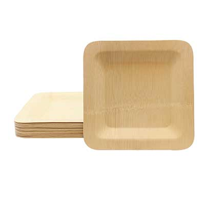 Disposable Plate, 5" x 5", square, bamboo
