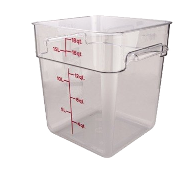 Cambro 18SFSCW135 CamSquare 18 Qt. Polycarbonate Food Container, Clear, NSF