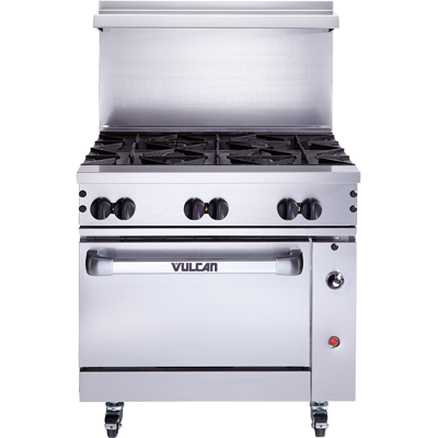 Vulcan 36S-6BN Endurance™ estufa para restaurante, gas natural, 36", (6) quemadores de 30,000 BTU, horno estándar, 215,000 BTU, CSA, NSF