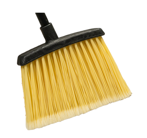 Carlisle 4686100 Escoba de vestíbulo con bandera Duo-Sweep con mango de metal negro, 36 pulgadas, natural