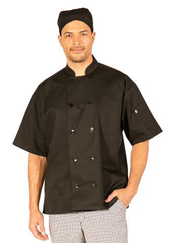 HI-LITE 530BK Black Classic Chef Coat 1/2 Sleeve, Medium