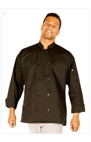 HI-LITE 560BK Black Classic Chef Coat Long Sleeve, Extra Large