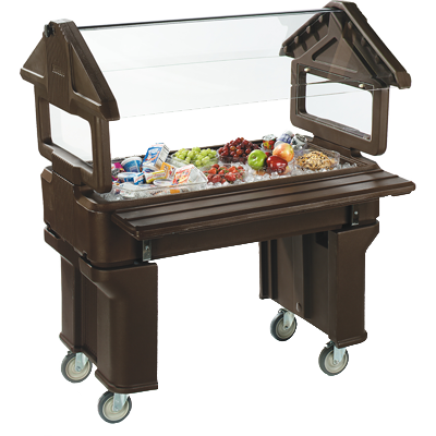 Carlisle 660501 Portable Food Bar - (3) Full-Size Pan Capacity, Polyethylene, Brown