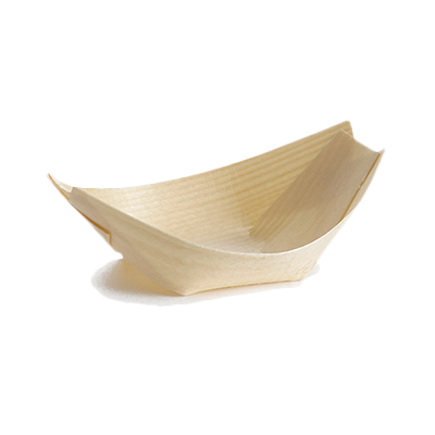 Disposable Serving Piece, large, 5 oz., 6-1/2" x 3-1/2", eco-friendly, biodegradable, boat shaped, pinewood