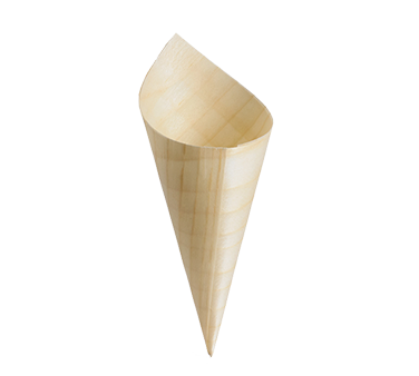 Disposable Mini Serving Cone, 1-1/2 oz., 1-3/4" x 5", eco-friendly, biodegradable, pinewood