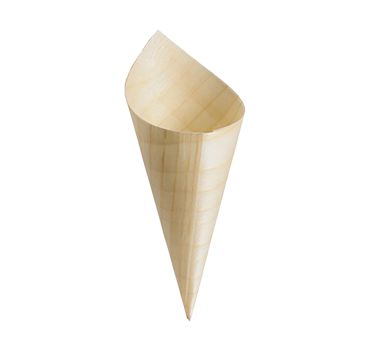 Mini cono desechable para servir, 1-1/2 oz., 1-3/4" x 5", ecológico, biodegradable, madera de pino