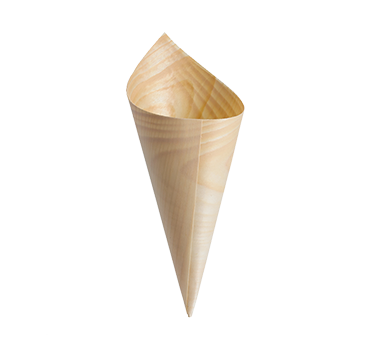 Disposable Serving Cone, 3 oz., 2" x 6", eco-friendly, biodegradable, pinewood