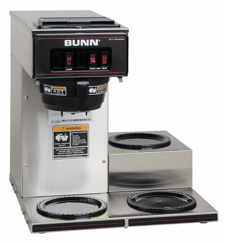 BUNN 13300.0003 VP17-3 Cafetera vertedora, prepara 3,8 galones por hora de capacidad, 3 calentadores inferiores, 120 V