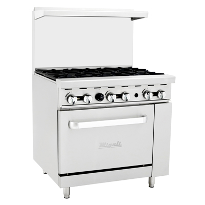 Migali C-RO6-LP Competitor Series® Liquid Propane Range - 36” W, (6) Burners, (1) Oven