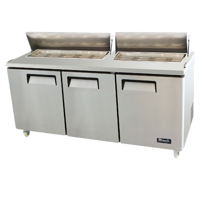 Migali C-SP72-18-HC Competitor Series® Three-Section Refrigerated Counter/Sandwich Prep Table, 115v/60/1-ph