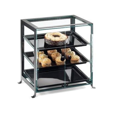 Cal-Mil 1574-13 Soho Three Tier Black Display Case with Rear Door - 17.25"W