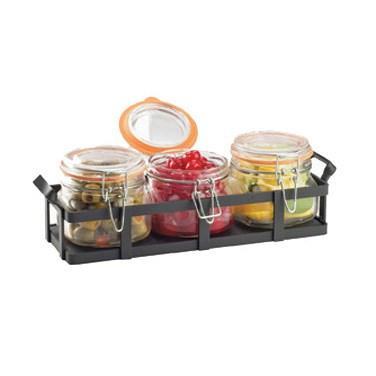 Cal-Mil 3335-13 Rustic Jar Condiment Display - 17 Oz Glass Jars, Black