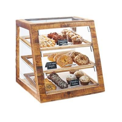 Cal-Mil 3432-99 Madera 3 Tier Slanted Attendant Serve Bakery Case, Reclaimed Wood