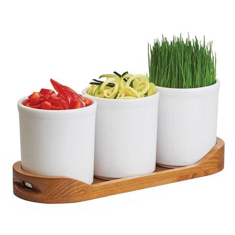 Cal-Mil 3647-32-99 Madera Cylinder Tray with 32 Oz. Melamine Jars