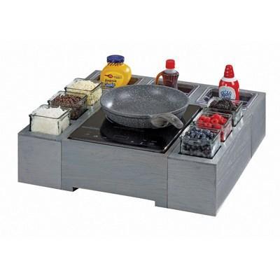 Cal-Mil 3837-3-83 Ashwood Gray Oak Action Station 1/6 Size Pan Unit