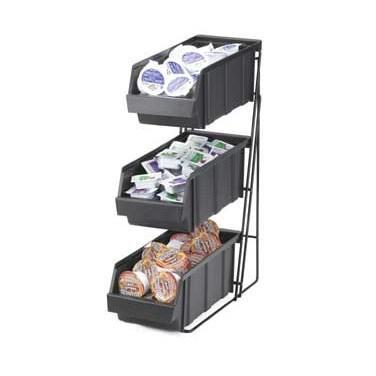 Cal-Mil 841 Iron Three Tier Condiment Display with Black Bins