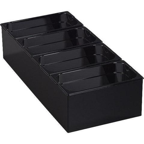 Carlisle 1080703 Dipper Style Condiment Dispenser with (4) Third-Size Pans, Acrylic, Black