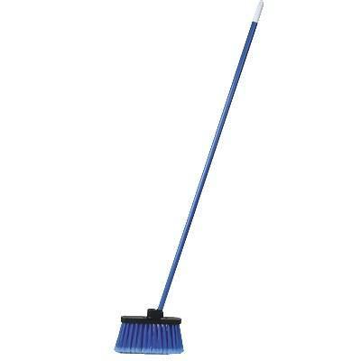 Carlisle 3686314 Escoba industrial ligera Duo-Sweep de 11" con cerdas con bandera azul y mango de 48"