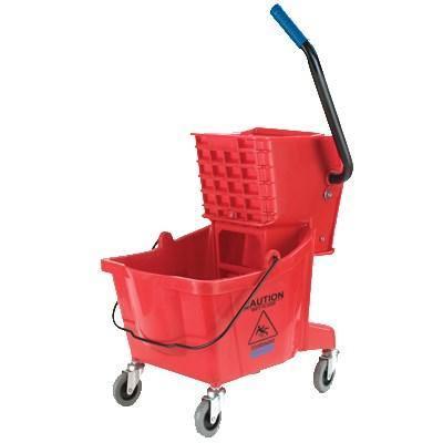 Carlisle 3690805 26 Qt Mop Bucket Combo - Side Press Wringer, Polyethylene, Red