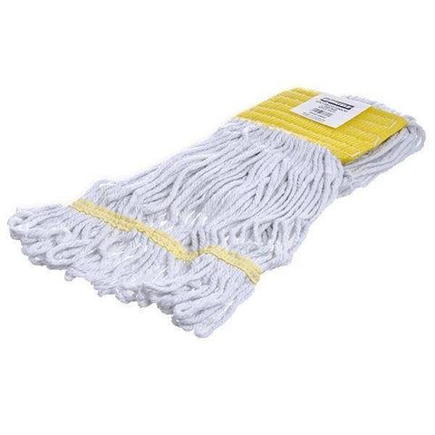 Carlisle 369412B00 Wet Mop Head - 4 Ply, Synthetic/Cotton Yarn, Yellow/White