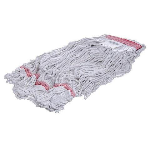 Carlisle 369425B00 Wet Mop Head - 4 Ply, Looped-End, Synthetic/Cotton Yarn, Red/White