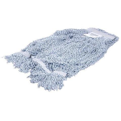 Carlisle 369674B14 Large Finishing Mop Head - 4 Ply, Rayon/Cotton, White/Blue