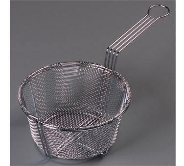 Carlisle 601000 Mesh Fryer Basket with Front Drain Hook, 8-3/4" Round 7-1/2"L Handle, Steel