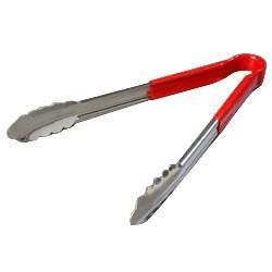 Carlisle 60756205 12" Stainless Utility Tongs, Red